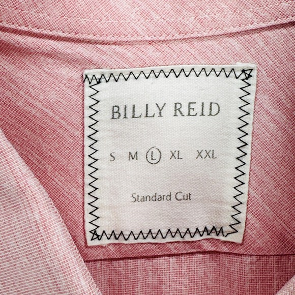 Billy Reid Shirt Mens Large Pink Standard Cut Button Front Long Sleeve Italy - Picture 6 of 10